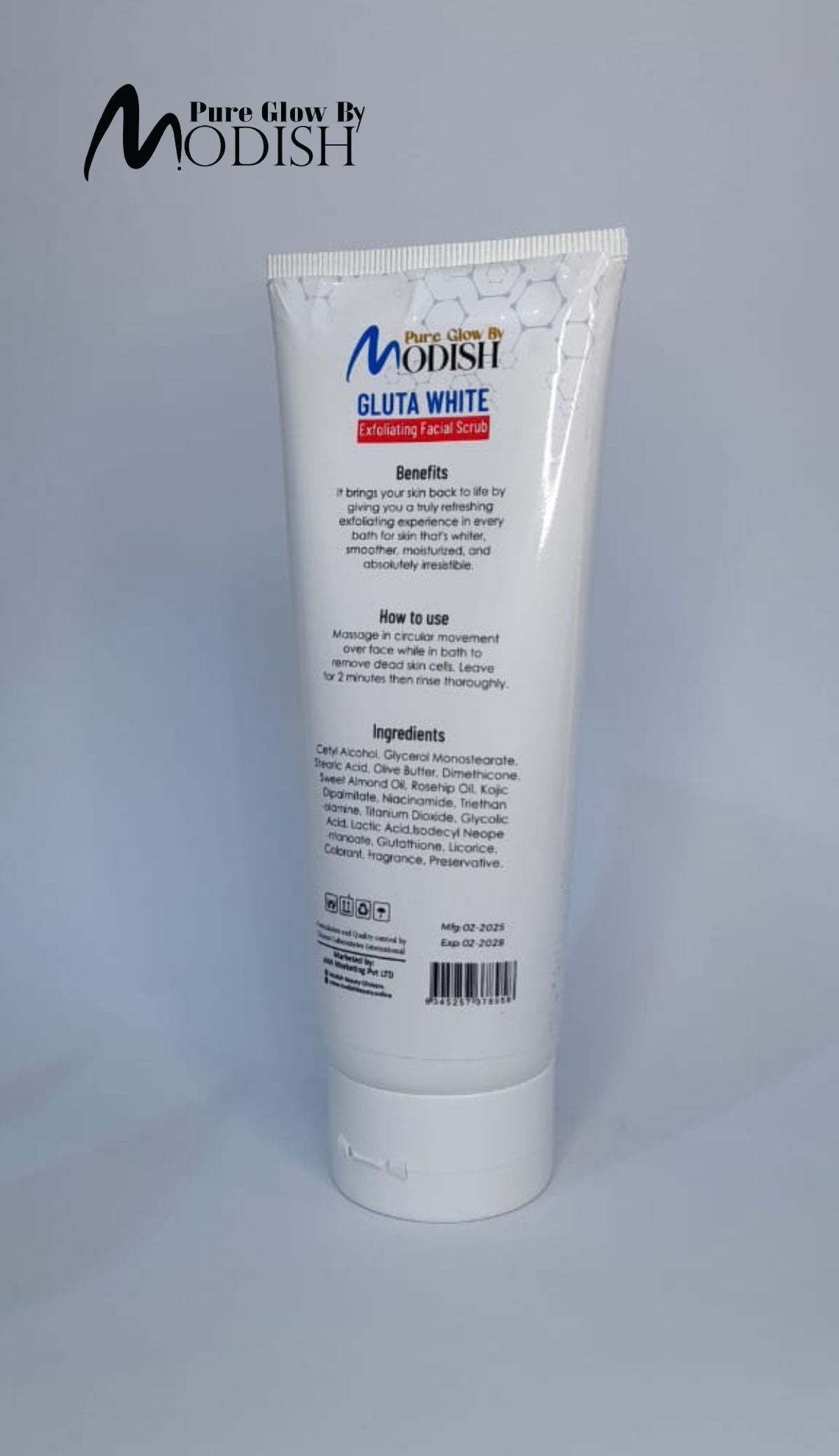 Gluta White Exfoliating Facial Scrub 200ml - Pure Glow By Modish