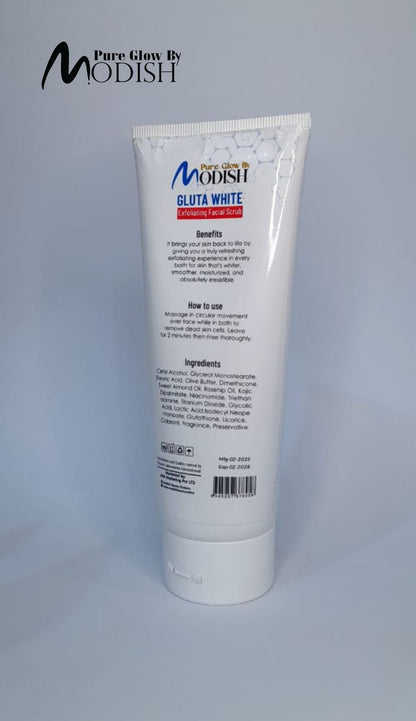 Gluta White Exfoliating Facial Scrub 200ml - Pure Glow By Modish